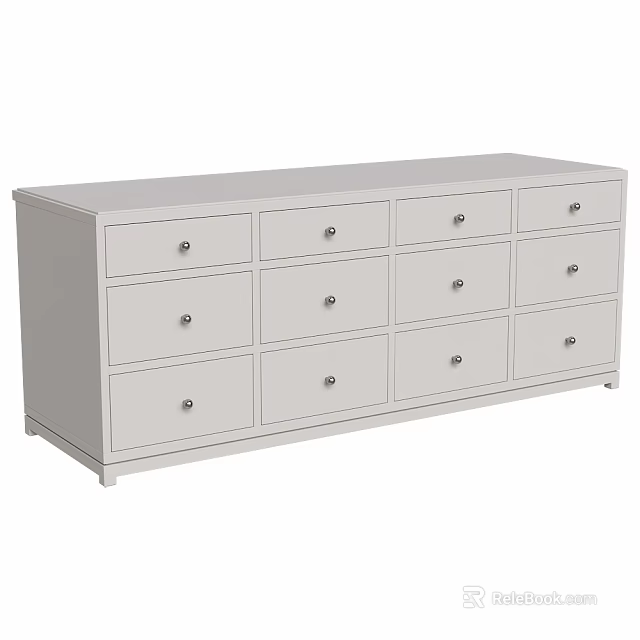 Sleek White Modern Storage Cabinet With Multiple Drawers For Home Organization 3d model 