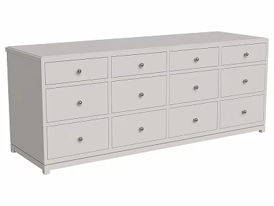 Sleek White Modern Storage Cabinet With Multiple Drawers For Home Organization 3d model