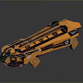 Futuristic Orange Sci Fi Mechanical Vehicle Design With Detailed Panels And Support Structures