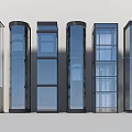 Modern Glass Elevators With Transparent Design And Metal Structures In Different Styles 3d model