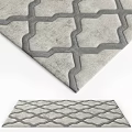 Square Rug With Geometric Pattern Gray And Beige Textured Modern Minimalist Design 3d model