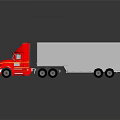 Red Semi Truck With White Cargo Trailer On Reflective Surface 3d model