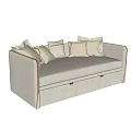 Modern Light Gray Fabric Sectional Sofa With Multiple Pillows And Storage Drawers 3d model