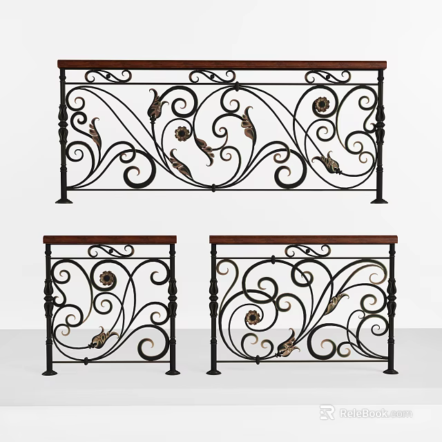 Wrought Iron Fence Design With Intricate Scroll Patterns And Decorative Floral Motifs 3d model 