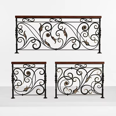 Wrought Iron Fence Design With Intricate Scroll Patterns And Decorative Floral Motifs 3d model