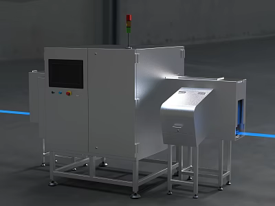 Industrial Inspection Equipment With Display Screen Control Panel And Conveyor Belt System 3d model