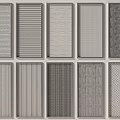 Assorted Decorative Grille Panels With Striped Mesh And Patterned Designs 3d model