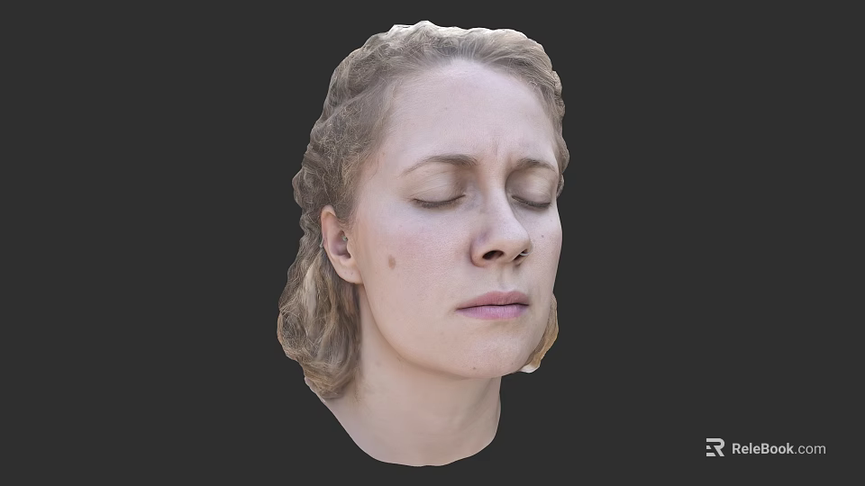 Peaceful Closed Eyes of Blonde Woman with Smooth Facial Skin and Golden Hair 3d model 