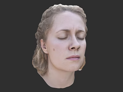 Peaceful Closed Eyes of Blonde Woman with Smooth Facial Skin and Golden Hair 3d model