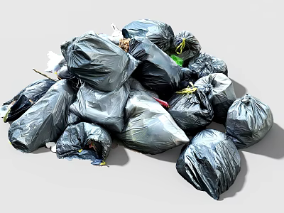 Pile of Black Garbage Bags for Household Waste Disposal and Daily Use 3d model