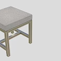 Modern Gray Padded Stool Featuring Metal Frame And Simple Design For Home Decor 3d model