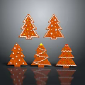 Festive Gingerbread Christmas Trees Decorated With White Frosting And Colorful Sprinkles