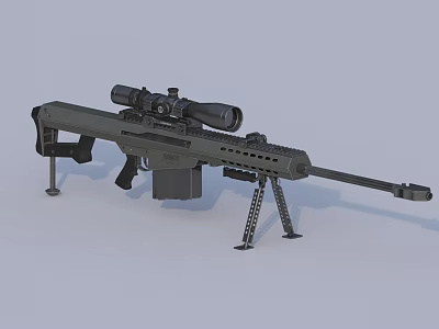 Tactical Military Sniper Rifle With Precision Scope Bipod Magazine And Long Barrel 3d model