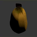 Ripe Yellow Speckled Banana With Green Stem On Dark Reflective Background