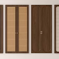 Modern Wooden Brown Wardrobe Doors With Various Panel And Mesh Design Patterns 3d model