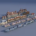 Traditional European Style Buildings With Gabled Roofs And Ornate Facades Arranged In A Row
