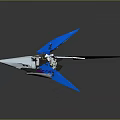Futuristic Sci Fi Aircraft With Blue Wings And White Sleek Aerodynamic Body Design