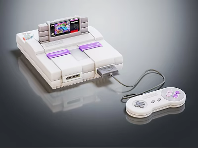Retro Gaming Console Entertainment Device With Classic Controller Screen Display And Wired Connection 3d model