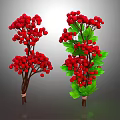 Vibrant Red Berry Plant Branches with Lush Green Leaves Decorative