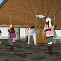 Curved Roof Building With Green Trees And People Gathering Outdoor Stone Wall Railings