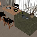 Modern Dining Table and Chair 3d model