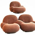 Modern Brown Rounded Sofa Set with Plush Velvet Upholstery and Comfortable Seating