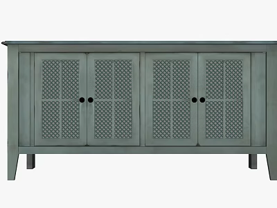 Light Green Entryway Console Cabinet with Grid Pattern Doors and Minimalist Design Storage Furniture 3d model