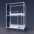 Modern Bunk Bed With White Frame Ladder And Lower Sleeping Area 3d model