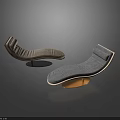 Modern Lounge Chair With Curved Gray Fabric And Stylish Metal Base For Contemporary Interior