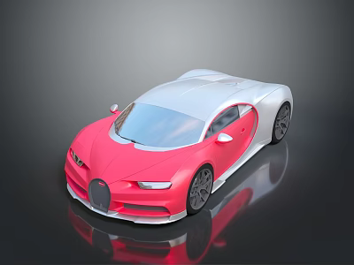 Modern Pink And White Luxury Super Car With Streamlined Body And Reflective Surface 3d model