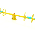 Yellow Seesaw With Blue Seats And Spring Base For Kids Playground