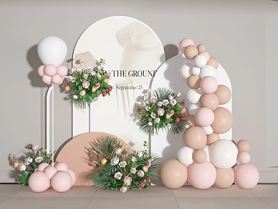 Modern Meichen Window Wedding Meichen Wedding Balloon Flower Art Photo Wall Card Wall Internet Celebrity Meichen Balloon Meichen Flowers 3d model