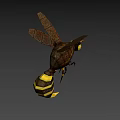 Game Movie Character Insect Design With Yellow Glowing Stripes Black Wings Luminous Eyes