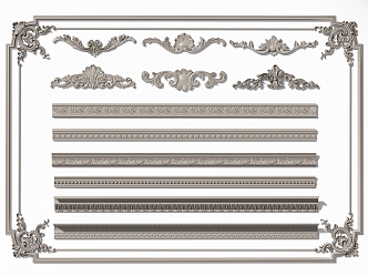 European-style plaster line corner flower carved line corner line decorative line 3d model