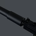 Black Submachine Gun Weapon Featuring Barrel Magazine and Ergonomic Grip Design 3d model