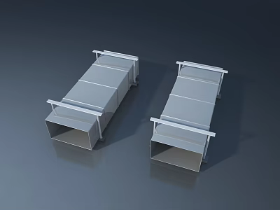 Two Gray Swing Doors With Simple Structure Metal Frames And Smooth Surface On Dark Background 3d model
