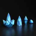 Blue Crystal Jewelry With Four Different Shapes And Glossy Look Displayed On Black Background
