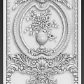 Intricate Carved Design Featuring Vase With Flowers And Circular Ornamental Frame