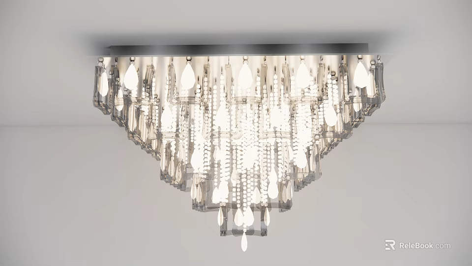 Elegant Modern Crystal Chandelier With Layered Transparent Pendants For Lighting Design 3d model 