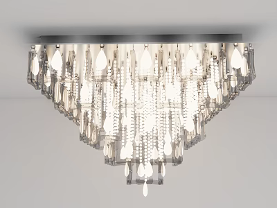Elegant Modern Crystal Chandelier With Layered Transparent Pendants For Lighting Design 3d model