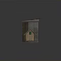 Cage Like Building Structure With Tiled Roof Wooden Bars And Internal Small House