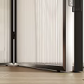 Modern Folding Door With Black Frame And Translucent Panels In Interior 3d model