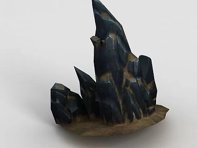 Science and Technology Exhibition Hall Featuring Spiky Black Brown Textured Rock Formation Display Model 3d model