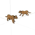 Adorable Lion Cubs Standing And Walking On White Background 3D Illustration