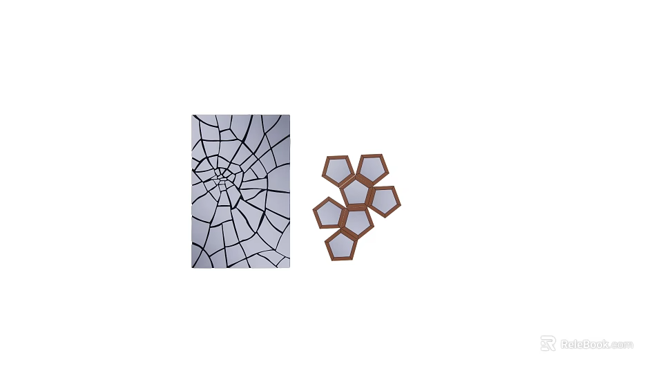 Cracked Pattern Mirror And Hexagonal Shaped Mirror For Home Interior Decor 3d model