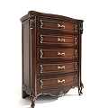Classic Dark Wood Chest of Drawers with Carved Details Gold Handles and Multiple Drawers