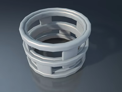 White Decorative Lattice Window With 3D Model Circular Design And Layered Structure 3d model