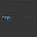Advanced Digital Device with Screen Blue Interface And Black Base Connected To Glowing Blue Tubes