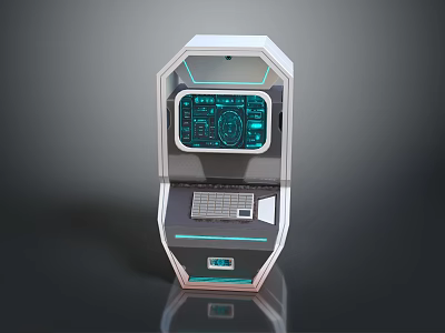 Futuristic Interactive Console With Modern Design Digital Screen And Integrated Keyboard 3d model
