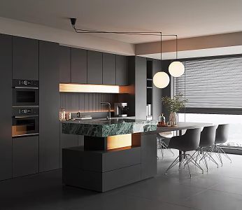 Modern Restaurant Dining Table and Chair Tableware Sideboard Wine Cabinet Sideboard 3d model
